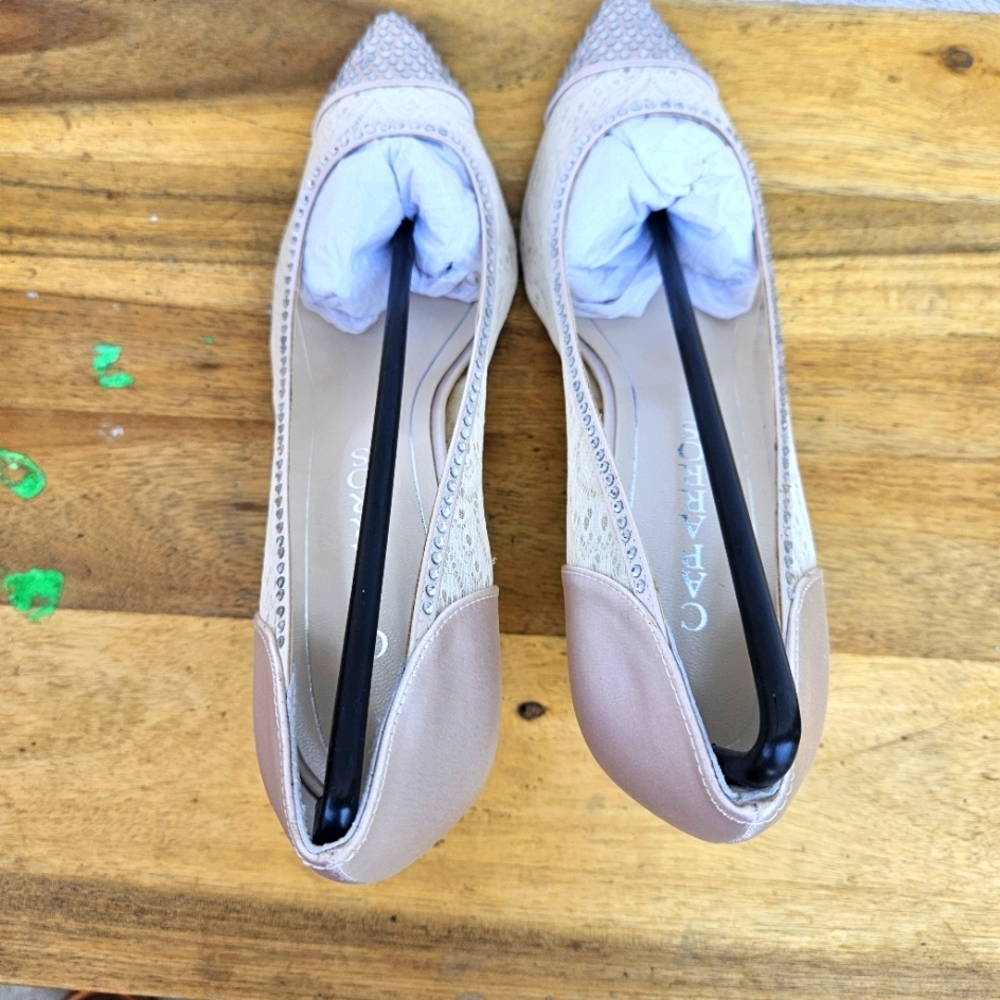 New Caparros Nude Satin Quillian Shoes Women's Size 9.5 - Picture 9 of 16